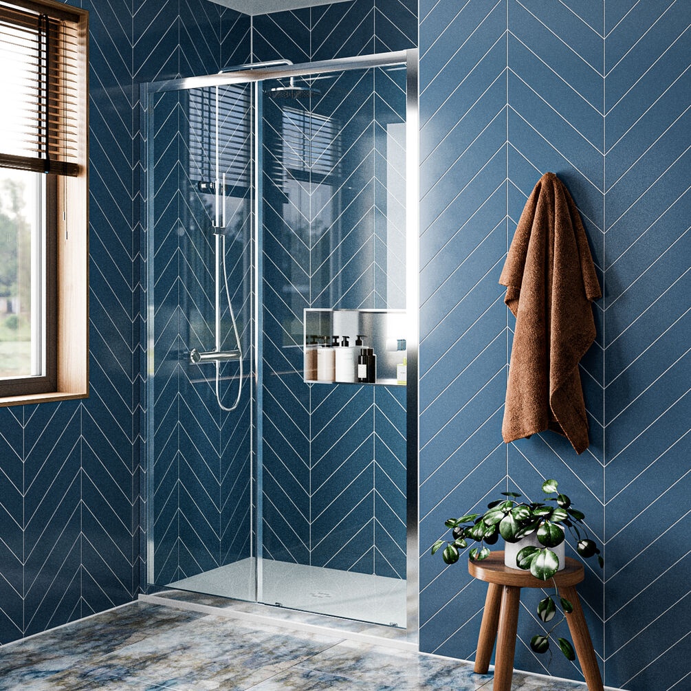 Lifestyle image of Crosswater Clear 6 Silver 1400mm Sliding Shower Door